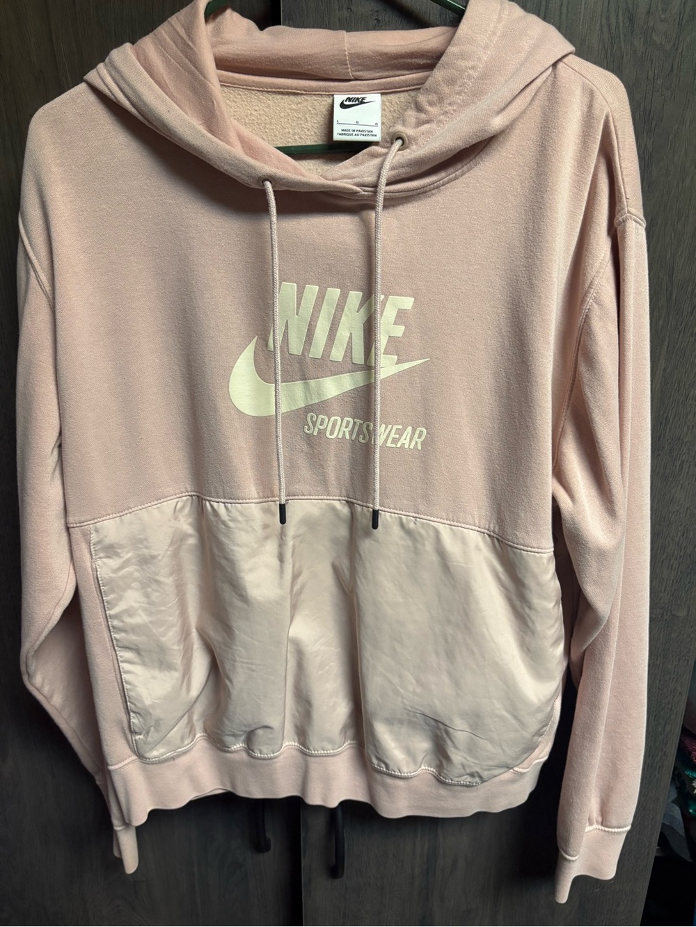 Nike Women's Light Pink Pullover Hoodie with Logo